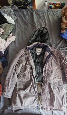 Vintage Forest Club Puffer Parka Jacket L Adult Hooded Insulated Winter Ski Coat